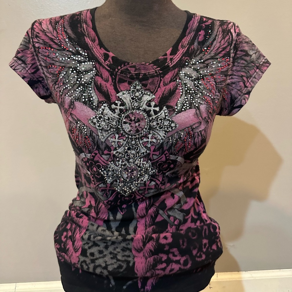 y2k grunge top with rhinestones